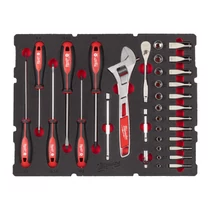 Milwaukee 1/4'' racsni készlet + csavarhúzó készlet Packout habbetétben | 4932480717
