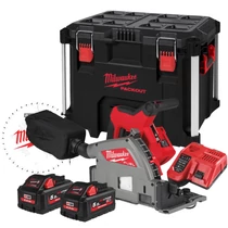 Milwaukee M18 FUEL™ 55 mm merülő körfűrész fához és műanyaghoz, vezetősín kompatibilis, 2×5.5 Ah akku, töltő | M18 FPS55-552P (4933478778)