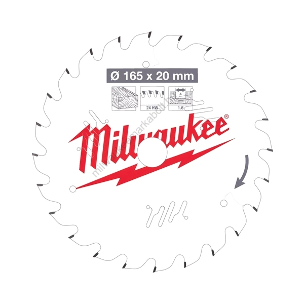 Milwaukee körfűrészlap kézi körfűrészhez, CSB P W 165 x 20 x 1.6 x 24ATB | 4932471931