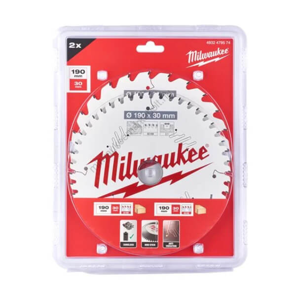 Milwaukee körfűrészlap körfűrészhez 2 x 190 x 24T/48T - 2 db | 4932479574