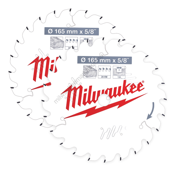 Milwaukee 2 x 165 x 5/8" fűrészlap körfűrészhez | 4932479836