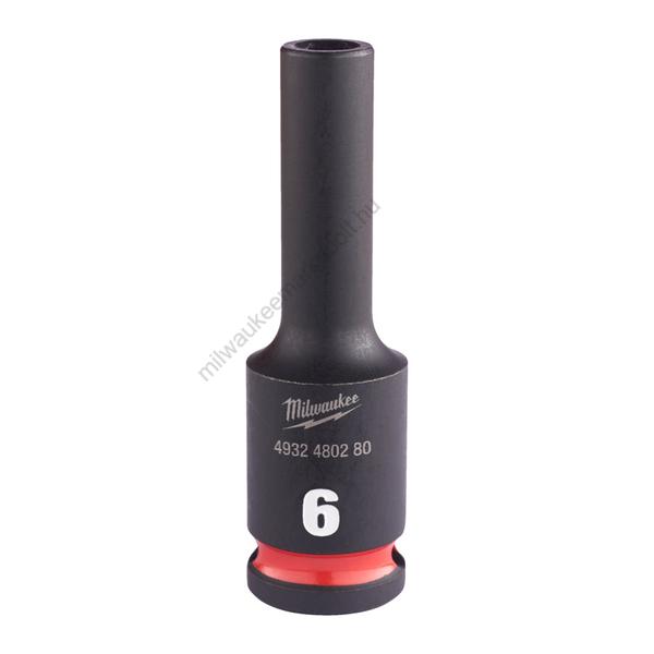 Milwaukee 3/8" gépi dugókulcs 6 lapú, hosszú, 6 mm | 4932480280