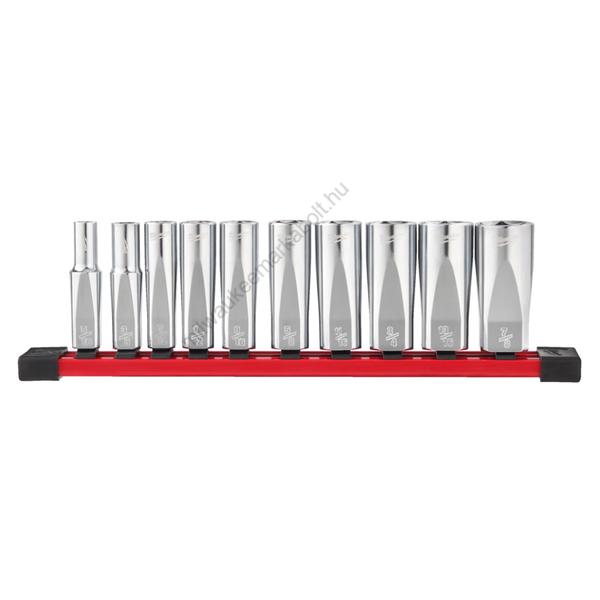 Milwaukee 3/8" dugókulcsok hosszú, SAE, tartósínen - 10 db | 4932492510