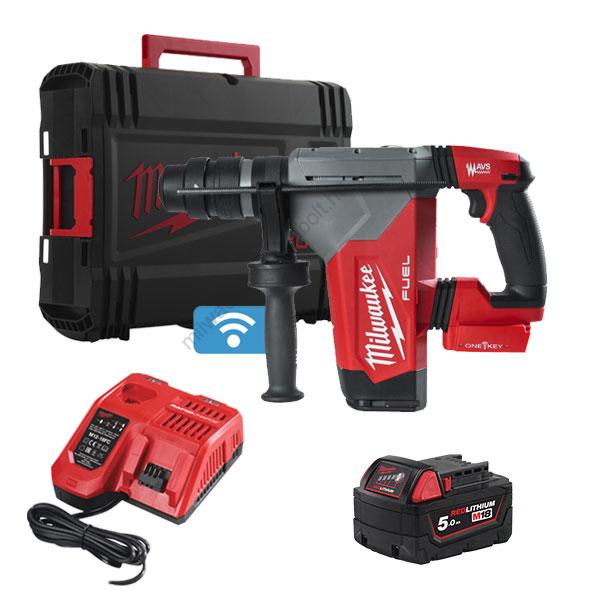Milwaukee M18 FUEL nagy teljesítményű 4 fokozatú 32 mm SDS-Plus kalapács ONE-KEY funkcióval és fixtec tokmánnyal, töltővel, 1×5.0 Ah akkuval | M18 ONEFHPX-501X (4933478495)