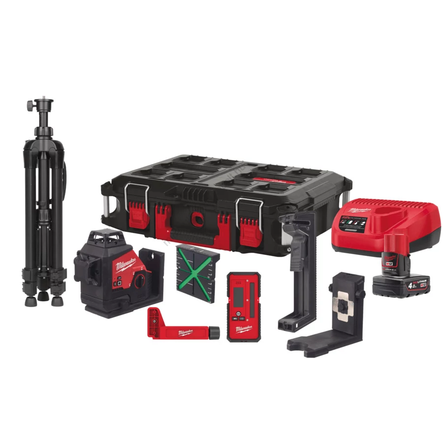 Milwaukee M12 zöld 360° 3 síkú lézer | M12 3PLKIT-401P (4933478960)