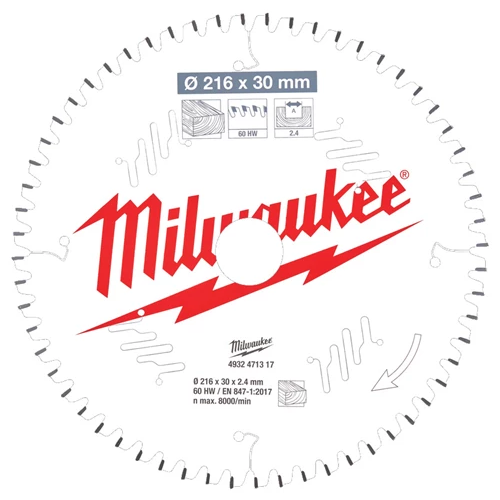 Milwaukee körfűrészlap gérvágókhoz CSB MS W 216 x 30 x 2,4 x 60ATB neg. | (4932471317)