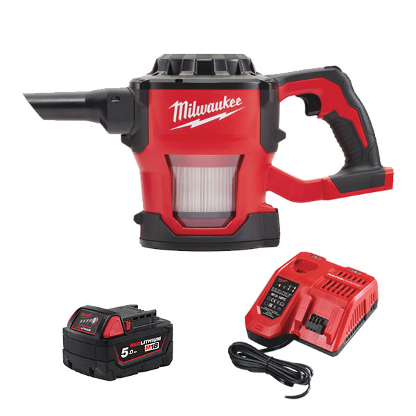 Milwaukee M18 kompakt kézi porszívó, töltővel, 1×5.0 Ah akkuval | M18 CV-501 (4933459204)