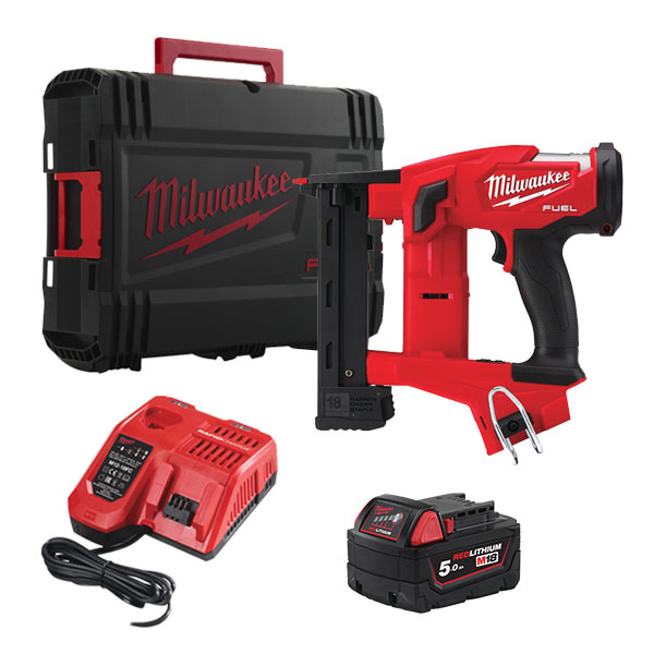 Milwaukee M18 fuel tűzőgép, töltővel, 1×5.0 Ah akkuval | M18 FNCS18GS-501X (4933471942)